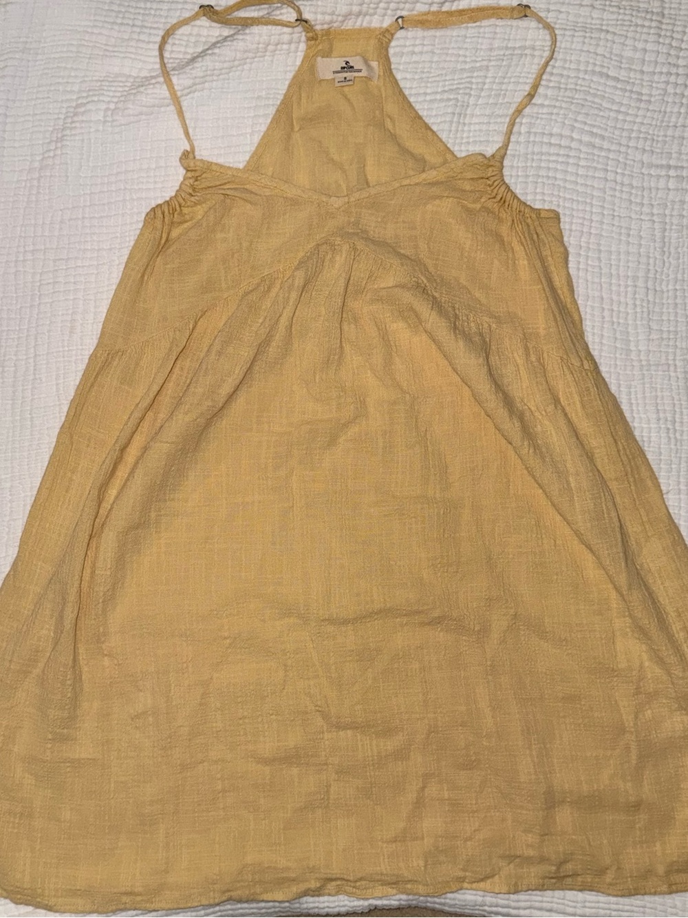 O'Neill Mustard Yellow Mini Sundress with Halter Neck